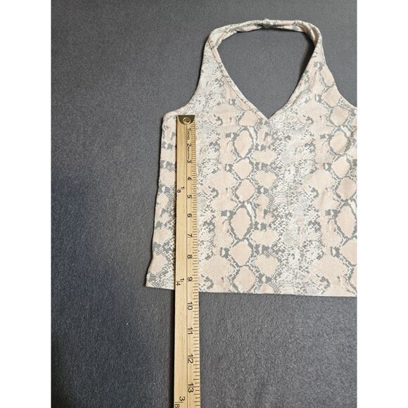 AMERICAN EAGLE HALTER TOP EXTRA SMALL GRAY PINK WHITE SNAKE SKIN PRINTED TANK - Picture 5 of 7